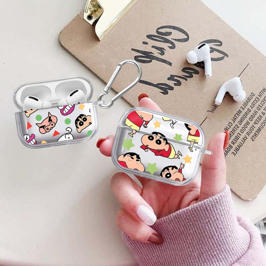 Crayon ShinChan Cute Clear Earphone Cases Cover Case For Airpods 3 4 Pro 1 Pro2 2 Pro3