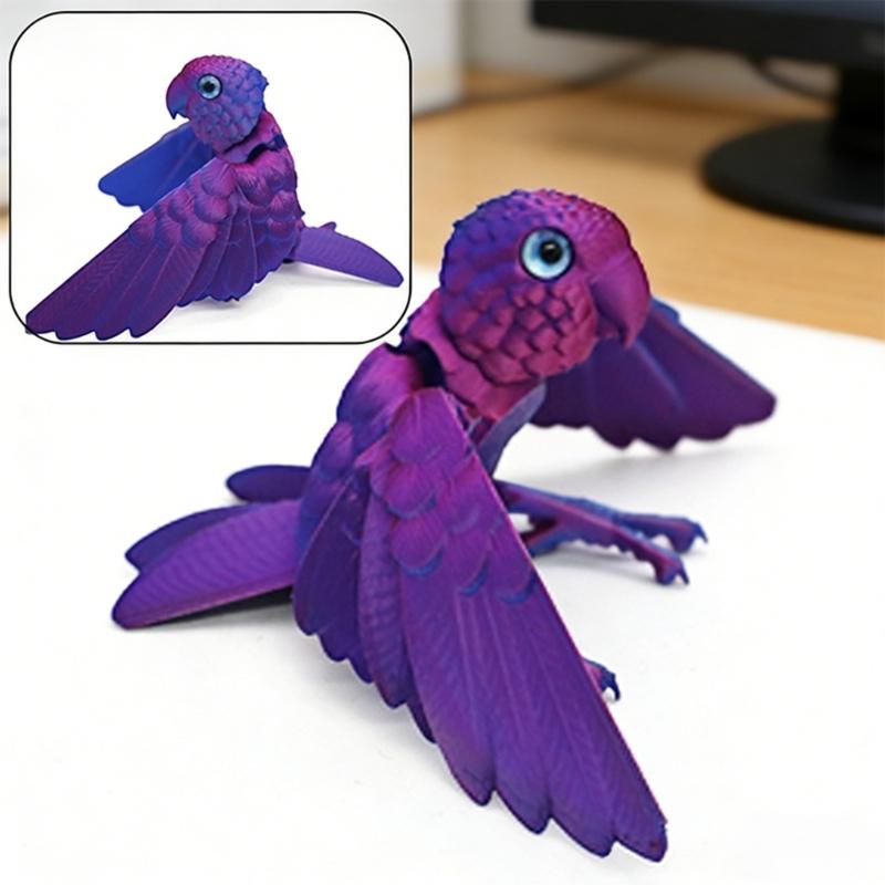 Flexible Joints Articulated Parrots Fidgety Toy Desktop Decors 3D Printed Parrots,Realistic Parrots Statue Home Decors