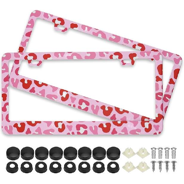 Splicing Skull Ghost Bat License Plate Frames, 2 Pack Halloween Horror Car Plate Frame, Stainless Steel License Plate Holders Covers With Free Screws