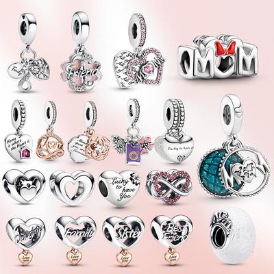 New Charm S925 Sterling Silver Heart Bead Mother Pendant Fit Original Bracelet Women Fashion Jewelry Love Gift