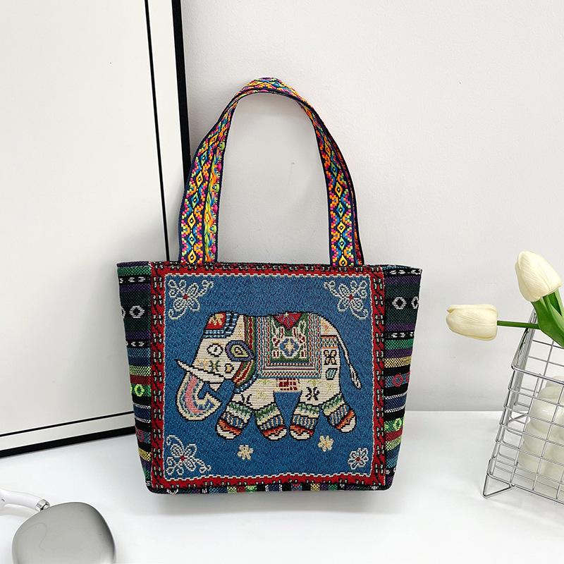 Embroidery hand bag literary retro shoulder bag women's large capacity linen embroidery handbag women