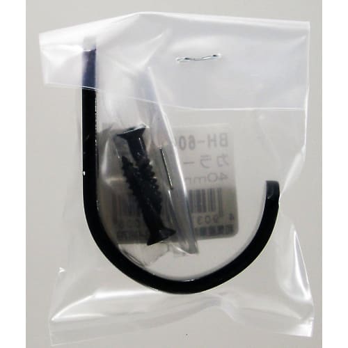 Waki Sangyo Color J-Hook, Wall Mount, Screw, Storage, Interior, Black, 40mm, BH-600