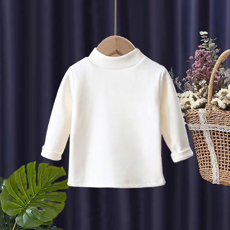 

Детский однотонный топ унисекс из немецкого бархата с длинными рукавами - средний и большой размер 110cm белый