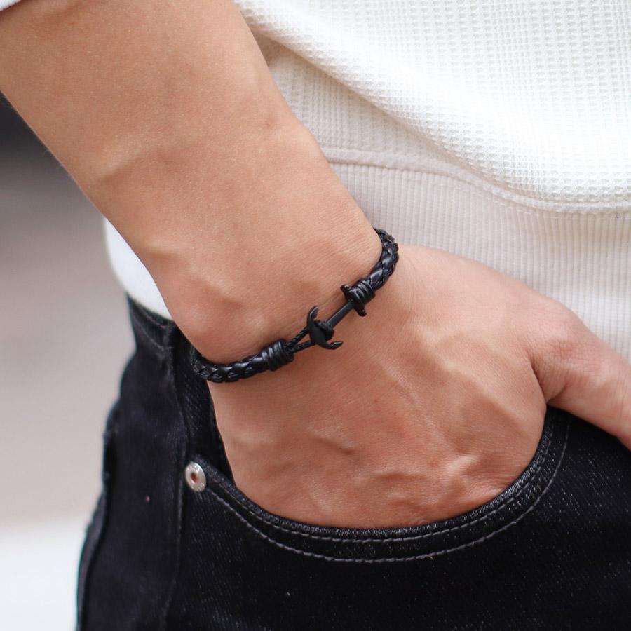 

Marine Style Men Leather Bracelet Handmade Anchor Braslet Nautical Wrap Rope Braclet Outdoor Beach Surfing Accessories Pulseria 20.5cm(8.1Inch)