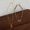 Retro Temperament Maillard Tiger's Eye Stone Double-layer Stacked Necklace Women's Light Luxury Niche Cold Wind High-end Sweater Chain