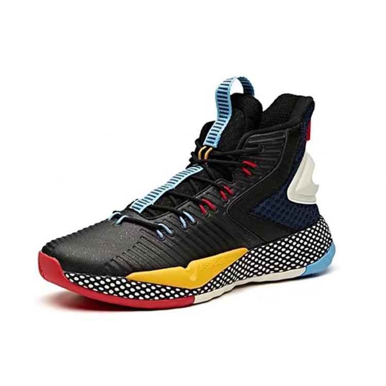 New Anta Speed Battle Anti-Slip Wear-Resistant High-Top Basketball Shoes Men's Black Yellow 11941606-4