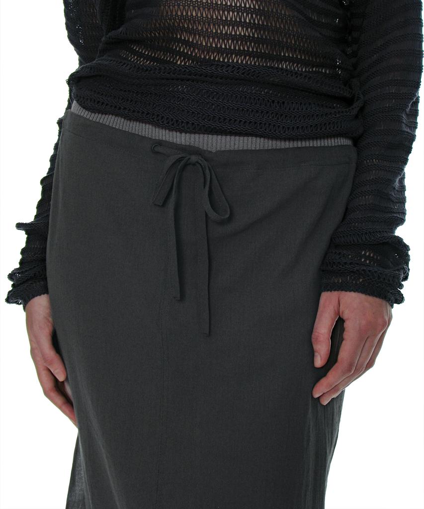 Partimento Woman Sheer Midi Skirt_Charcoal