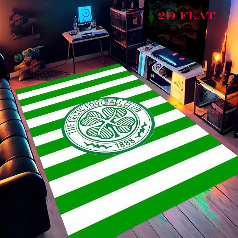 Celtic Football Club Teppich für Wohnzimmer Schlafzimmer Zuhause Sofadekoration, Rutschfeste Bodenmatte für Kinder zum Spielen