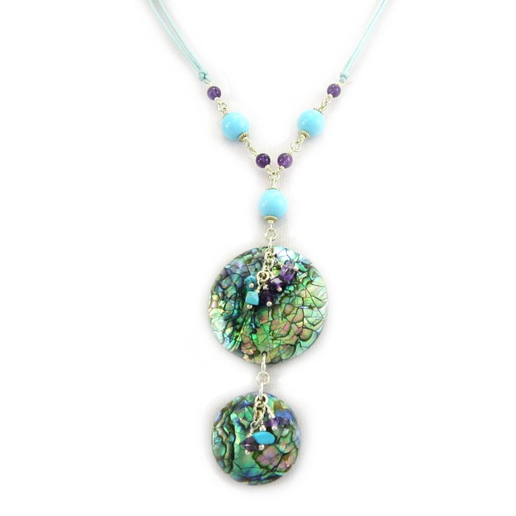 

Les Trésors De Lily [G6532] - Серебряное колье Mineralia с бирюзой - 75x30 мм