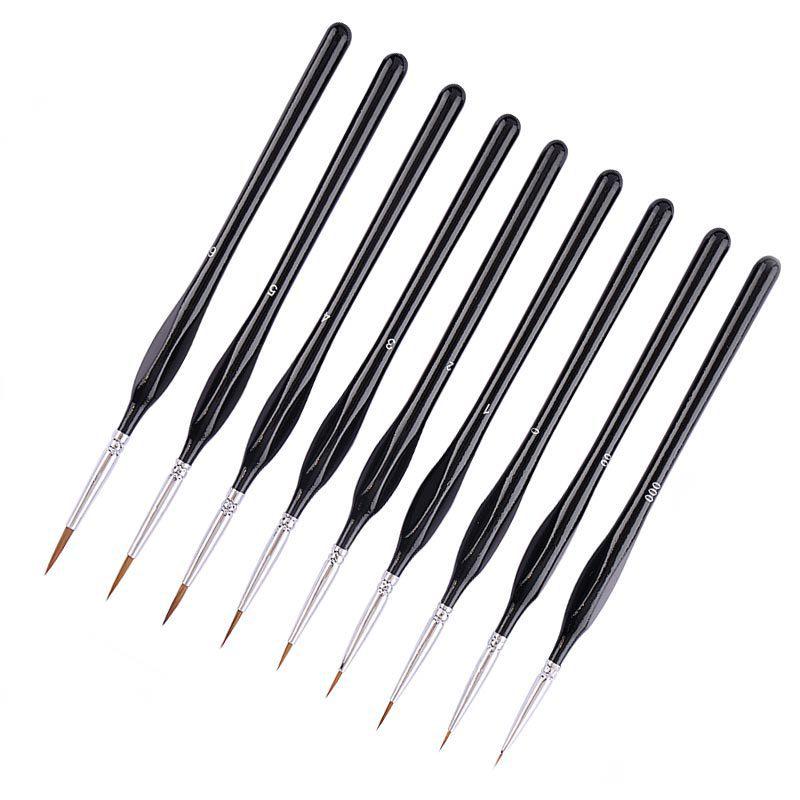 Triangular Weasel Hair Brush Set: Wooden Rod Outlining & Line Drawing for Watercolor and Oil Painting.
