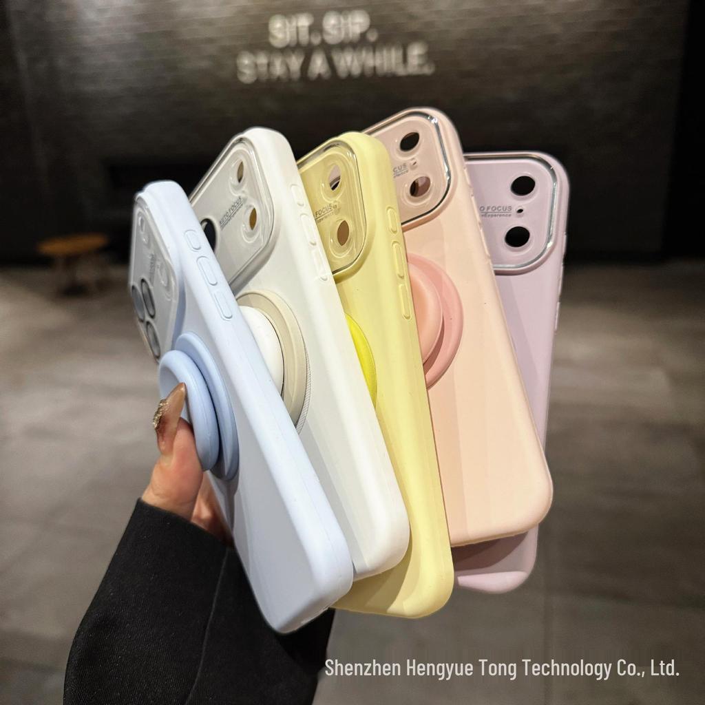 Liquid Silicone iPhone 17 Pro Max Case with Stand - Solid Color Airbag Design