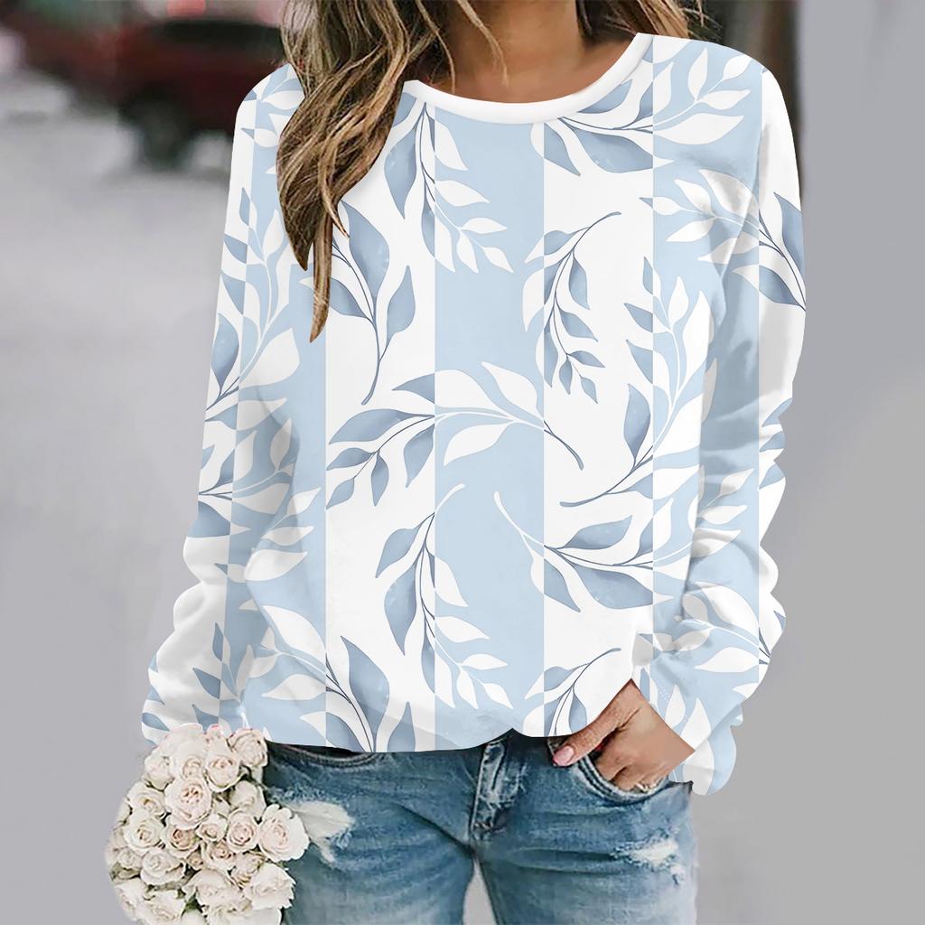 2025 Herbst- und Wintermode Rundhals Langarm Bedruckt Elegant Lässig Locker T-Shirts