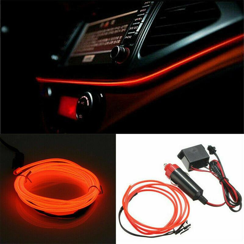 1Pc Universal 2M 12V LED Car Panel Decor Atmosphere Lights Wire Strip Lamp Light Car Lights Decoration Car Interior Accessories