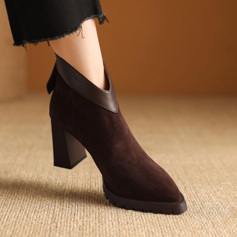 Pointed Toe High Heels Women's Boots Elegant Pumps Woman Shoes Winter 2025 Fashion Chunky Shoes Sexy Chelsea Boots Mujer Zapatos