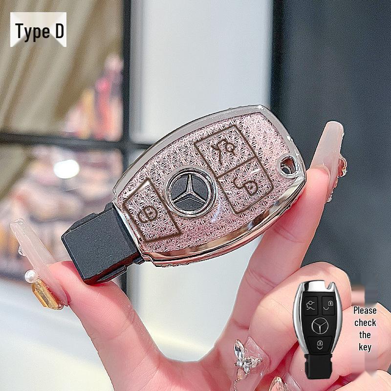 High-End Key Case for 25 Mercedes-Benz Models: E300L, C260L, GLC, GLS, EQE, A-Class - Elegant Design for Women