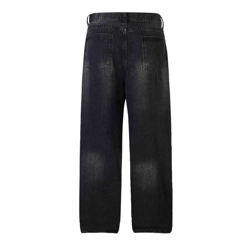 EastRogue Embroidered Denim Jeans, Men's American Washed and Distressed Loose Straight-leg Long Pants, for Both Men and Women.