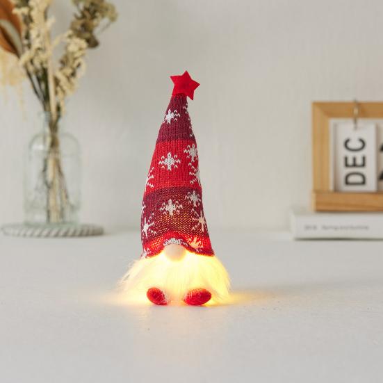 Lighted Christmas Gnome Decoration Mini Christmas Plush Gnome Figure Light Up Swedish Tomte Doll for Winter Tabletop Decor