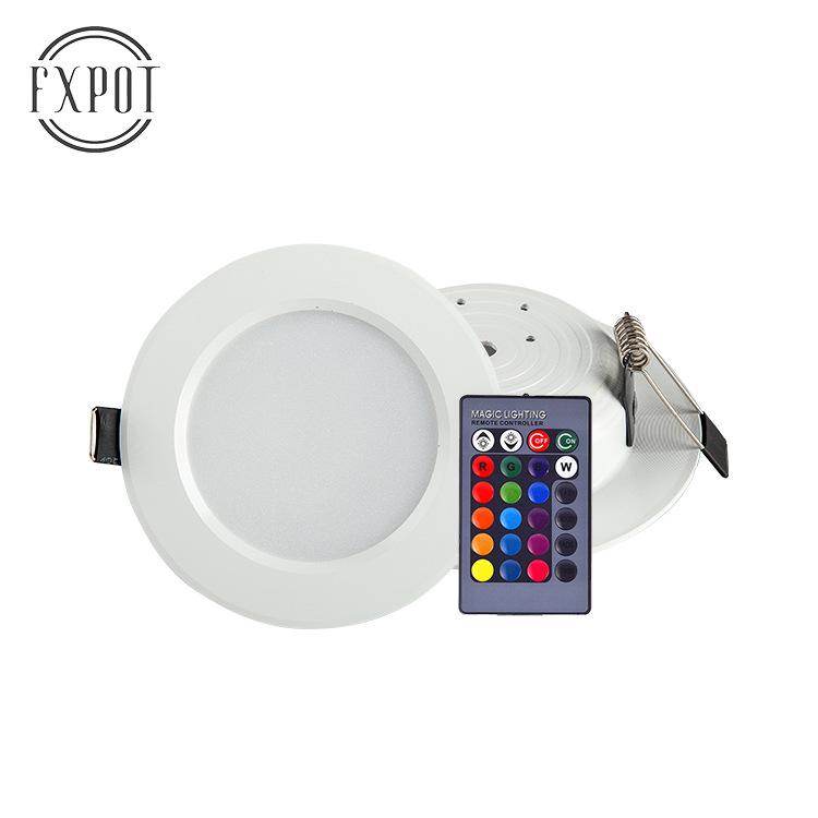 Full Color RGB LED Ceiling Downlight with Remote Control, Dimmable and Energy-Saving