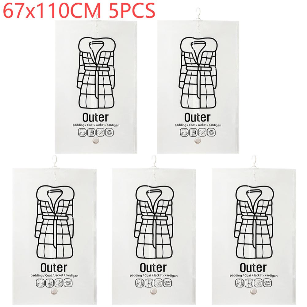 Hanging Vacuum Bags Space Saving Clothes Compression Storage Bag Reusable Empty Pump Bags Clothes Wardrobe Quilt Vacuum Pack