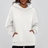 Ladies' Fashionable Solid Color Casual Hooded Pocket Long Sleeved Top