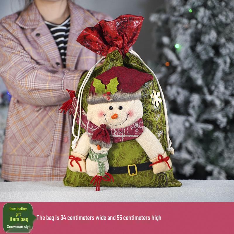 Three-Dimensional Santa Claus Burlap Backpack Candy Bag - Large Christmas Gift Decoration