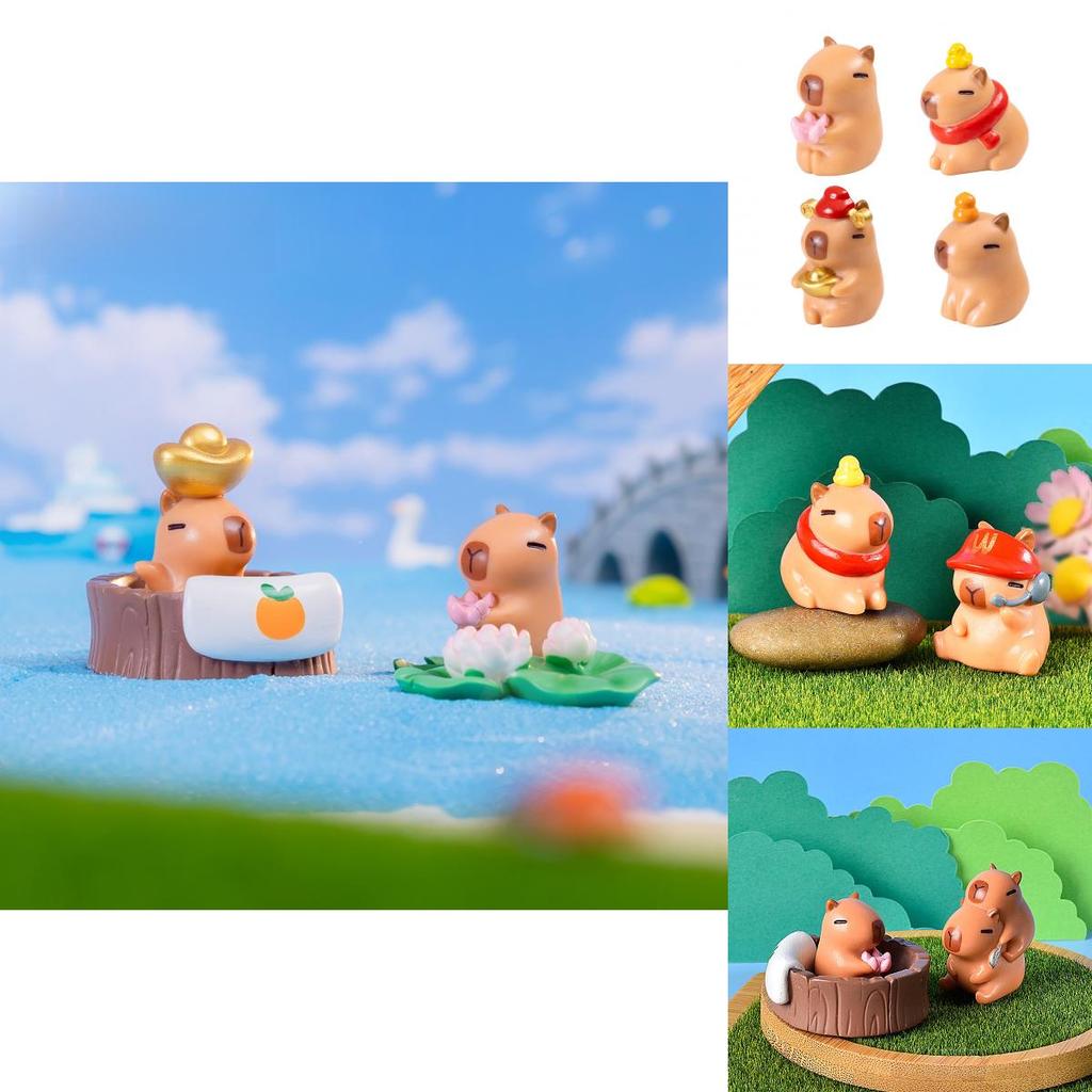 Adorable Capybara Figurine Resin Blind Box Desktop Decor Cartoon Style