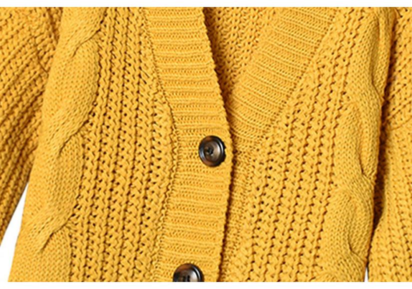 2023 Autumn/Winter Women's Chunky Knit Long Sleeve Button-Up Cardigan