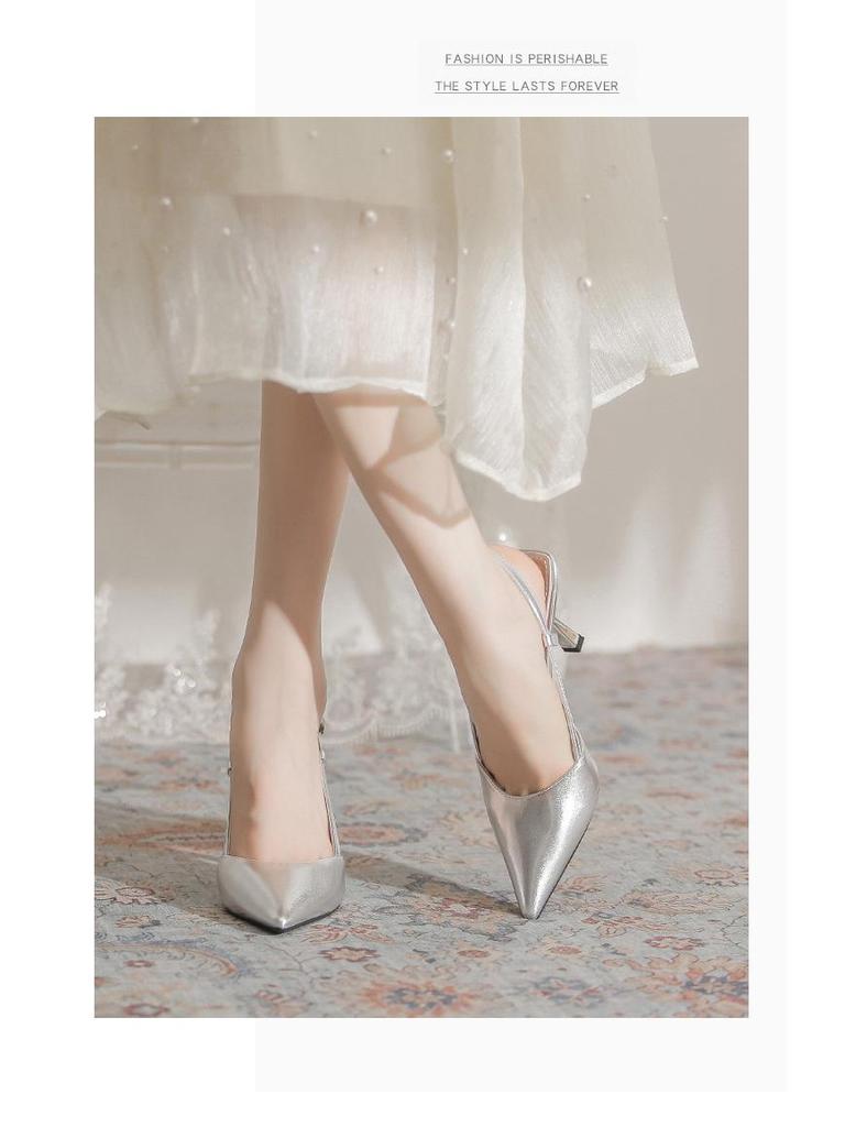 8369-5 Women's Closed Toe Stiletto High Heels - Summer 2023 Patent Leather Pointed Sandals