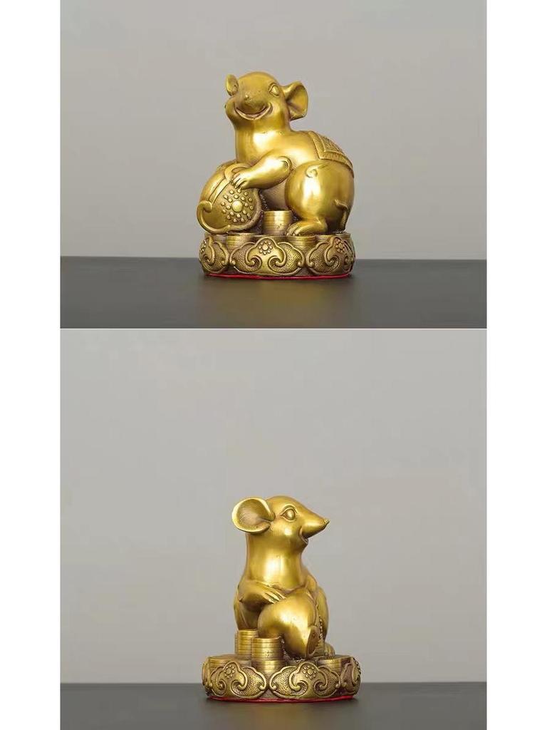 Complete Set of Brass and Copper Chinese Zodiac Ornaments: Rat, Ox, Tiger, Rabbit, Dragon, Snake, Horse, Sheep, Monkey, Rooster, Dog, Pig.