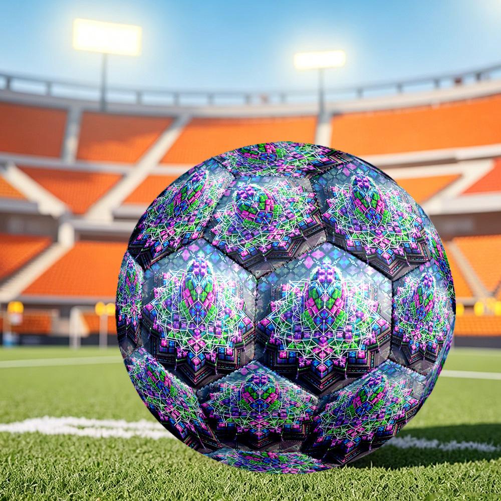 1pc Pixel Mandala Themed Soccer Ball, Size 5, Lightweight PVC Material, Outdoor Training Soccer Ball Gift. q62266