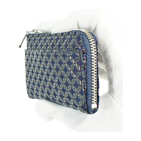 Inden-ya Coin Purse F-Coin Purse 05, Deer Leather, Navy Base X Black Lacquer, Ring Connect Small Pattern, 1005-04-177, 6.5cm X 11cm X 1.7cm, 1 Outer
