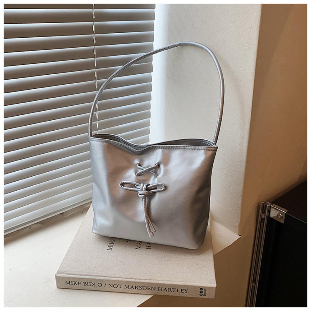 Ballet style women's bag 2026 new trend fashionable sweet handbag niche pearlescent texture shoulder bucket bag