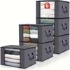 3/6pcs Large Capacity Foldable Fabric Storage Bags - Perfect for Clothes, Blankets, Ideal for Bedroom, Wardrobe Organization, Under-Bed Storage