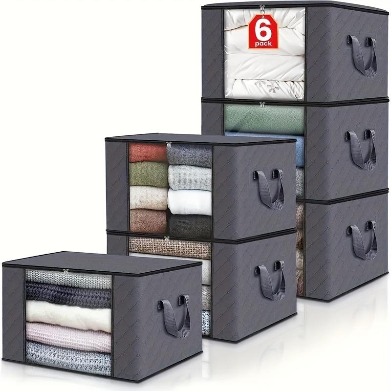 3/6pcs Large Capacity Foldable Fabric Storage Bags - Perfect for Clothes, Blankets, Ideal for Bedroom, Wardrobe Organization, Under-Bed Storage