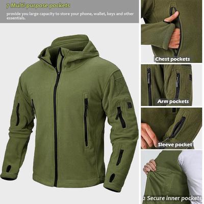 Jachetă fleece pentru bărbați, cu fermoar complet, hanorace tactice, haine de iarnă, hanorace rezistente la vânt, pentru vânătoare caldă, jachete polar, în aer liber, pentru bărbați