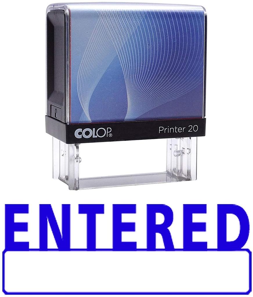 ENTERED Self Inking Rubber Stamp Blue Ink Office Stamp Custom Colop Stamper