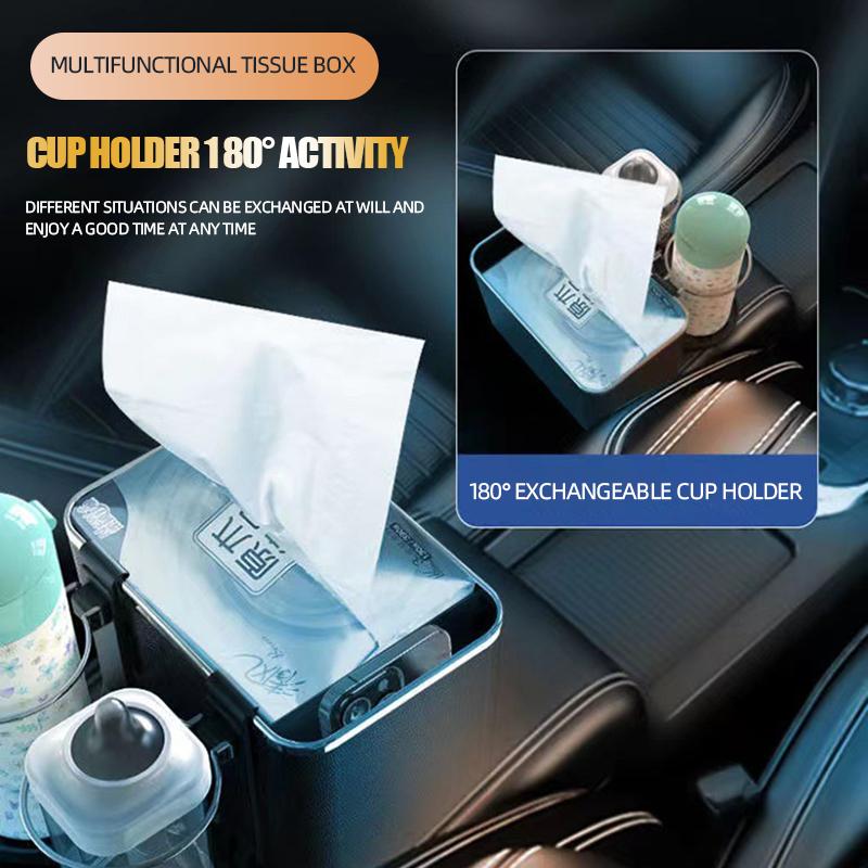 Multifunctional Car Tissue Box Cup Holder Car Organizer Box Tissue Storage Box Mobile Phone Drink Holder Car