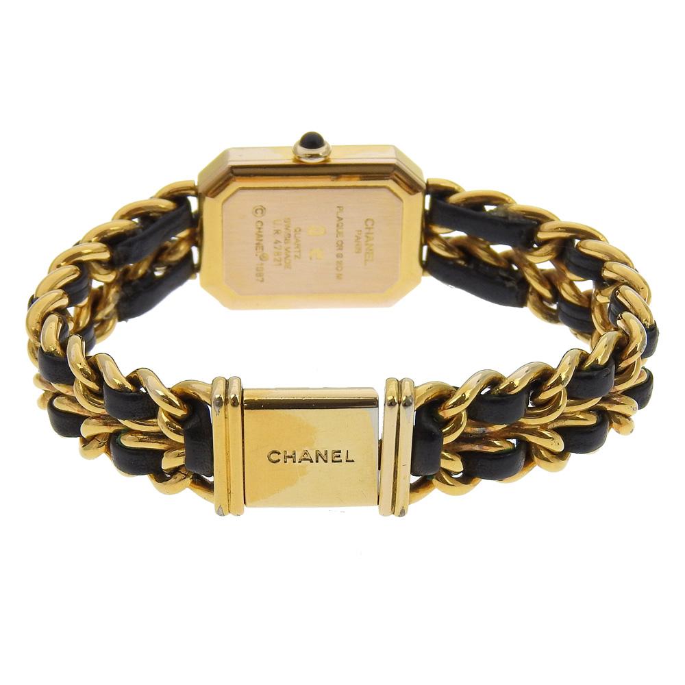 Chanel Premiere L Watches H0001 blackDial Plated Gold/leather Quartz Analog Display Women Used