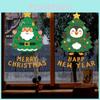 Pvc Christmas Door Static Sticker With Santa Claus Penguin Design Festive For