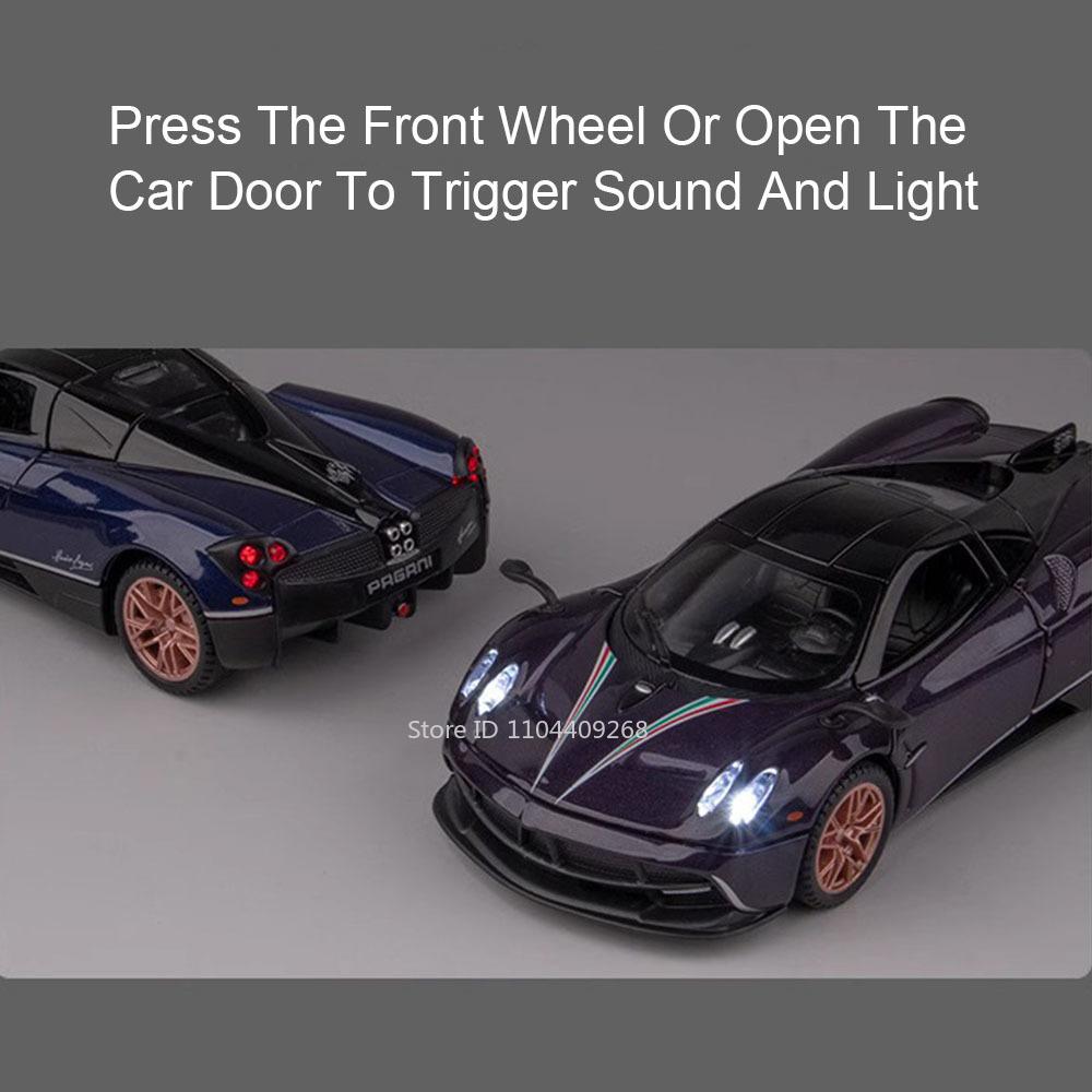 1:32 Scale Pagani Dinastia Huayra BC Car Model Toy Sound Light Gull Wing Door Alloy Diecast Supercar Models Boys Kids Gifts