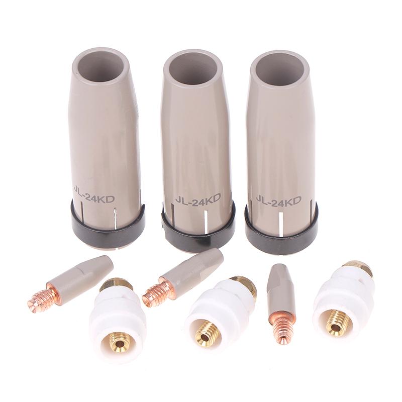 1Set 24KD New Coating Protection Nozzle 0.8/1.0/1.2mm MIG Torch Gas Nozzles Tip Holder Of 24KD MIG MAG Welding Torches