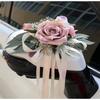 Romantic Wedding Car Floral Ribbon Bridal Wedding Bow Decoration Flower Car Door Handle Mirror Flowers Ceremony Party Decor