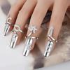 Pack Of 4 Versatile Open Ended Knuckles Rings Rhinestones Nail Rings Fingernail Accessories for Fashion Enthusiasts