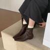 2025 Autumn and Winter New Square Head Suede Thin Low Tube Martin Fashion Short Thick Heel Fashion Short Boots