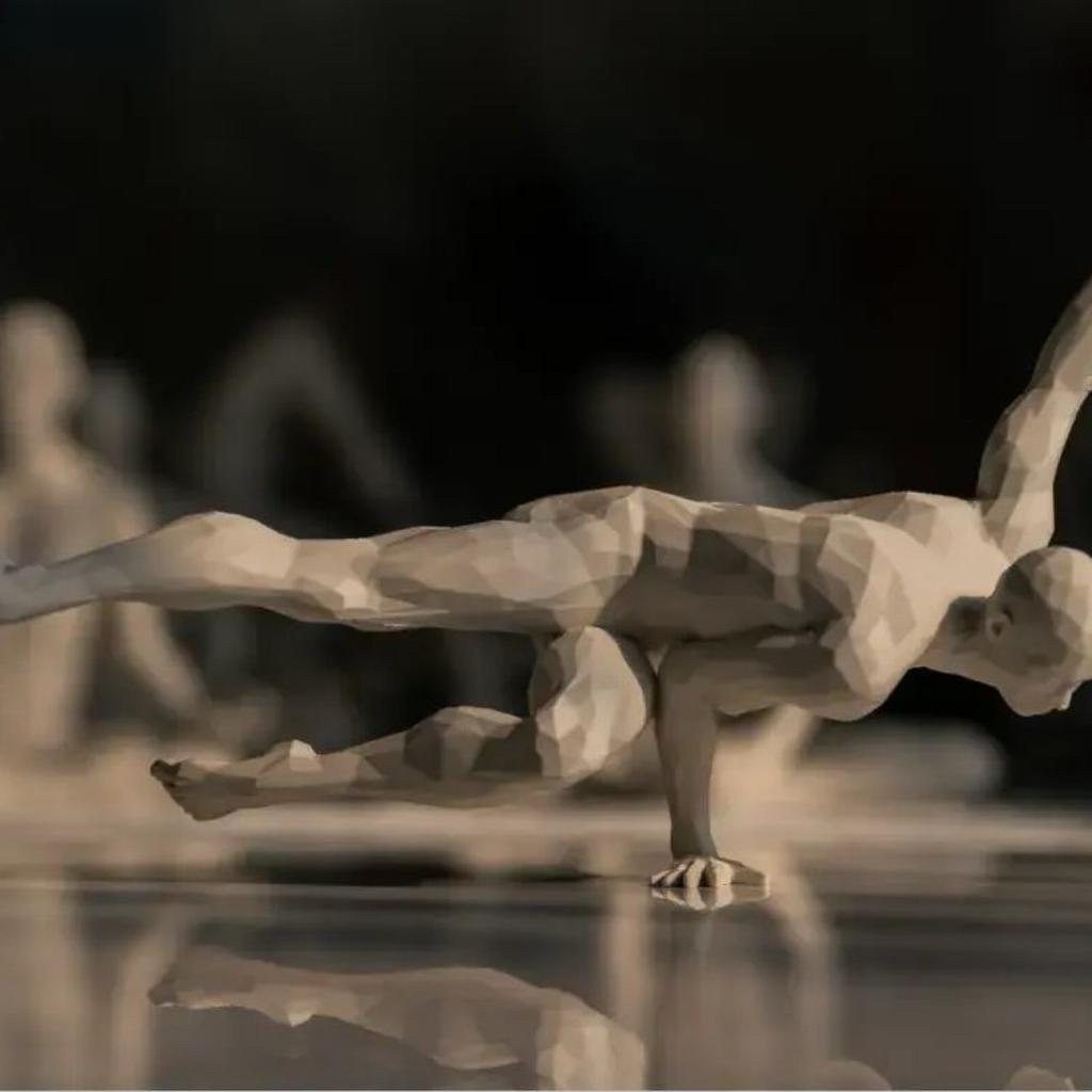 3D Yoga Pose Figurine – Male Plastic Desktop Ornament for Home & Office Decor