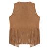Men Faux Suede Tassel Detail Vest Fashion Rivets Fringe Trim Western Style Open Front Sleeveless Waistcoat