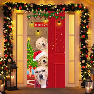 Kerstdeurgordijn Kerstman Deurhoes Banner Herbruikbare Fotoachtergrond Deurhoes voor Binnen Buiten Feestelijke Decoratie