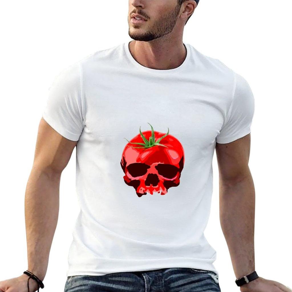 Skull Tomato Tshirt Soft Basic Cotton Short Sleeve Tee