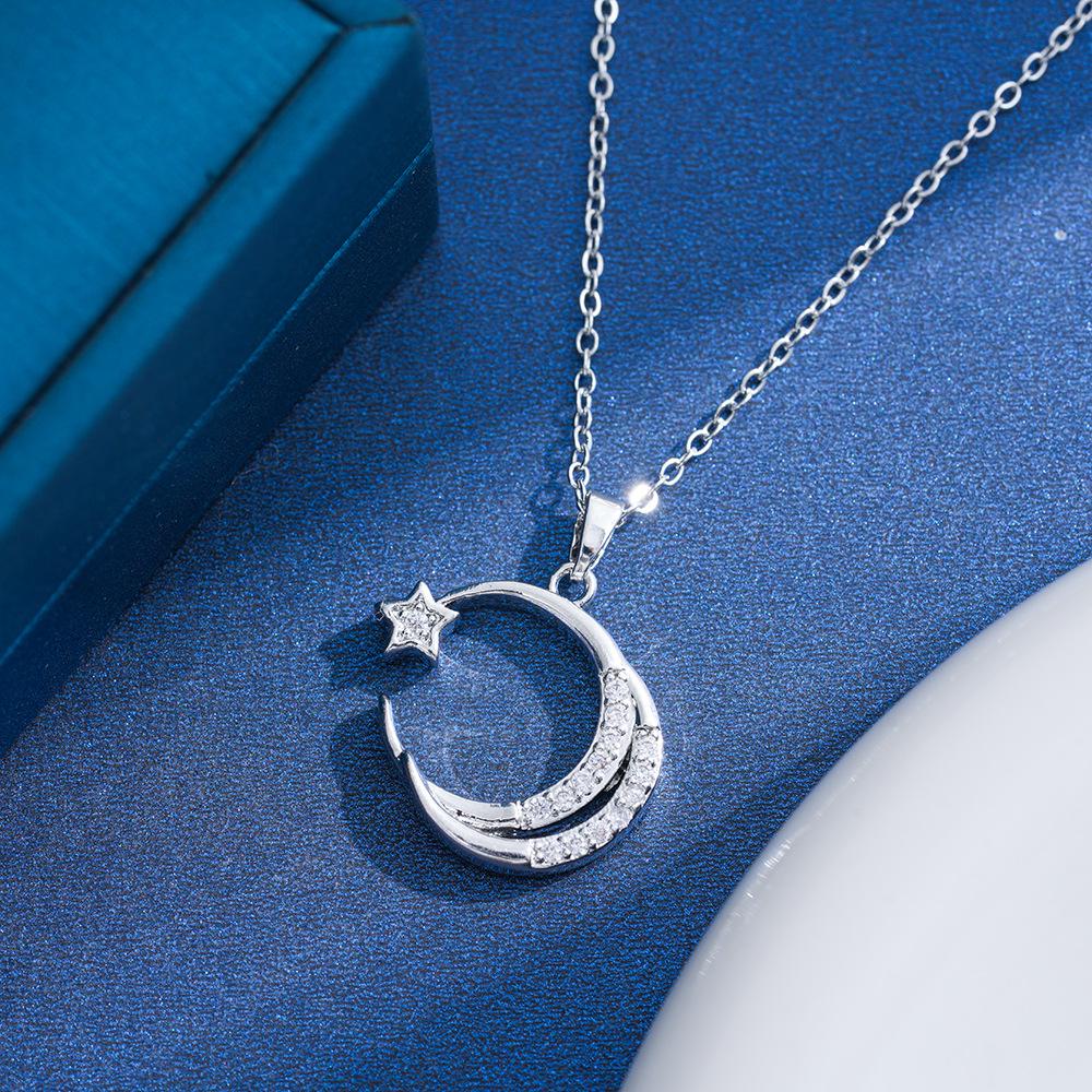 Zircon Sun, Moon, Flower Pendant Necklace - Versatile & Elegant Clavicle Chain