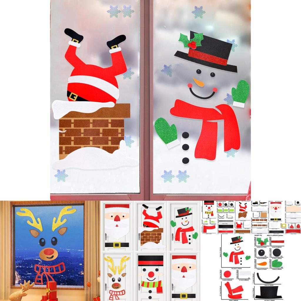 Delightful Christmas Nonwoven Fabric Door Decorations Featuring Cute Santa And Snowman